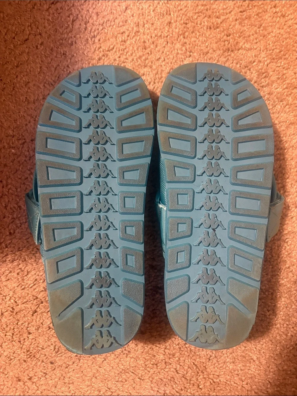 Kappa Turquoise Slide Sandals w/Patterned Cream Straps, Men’s Size 9